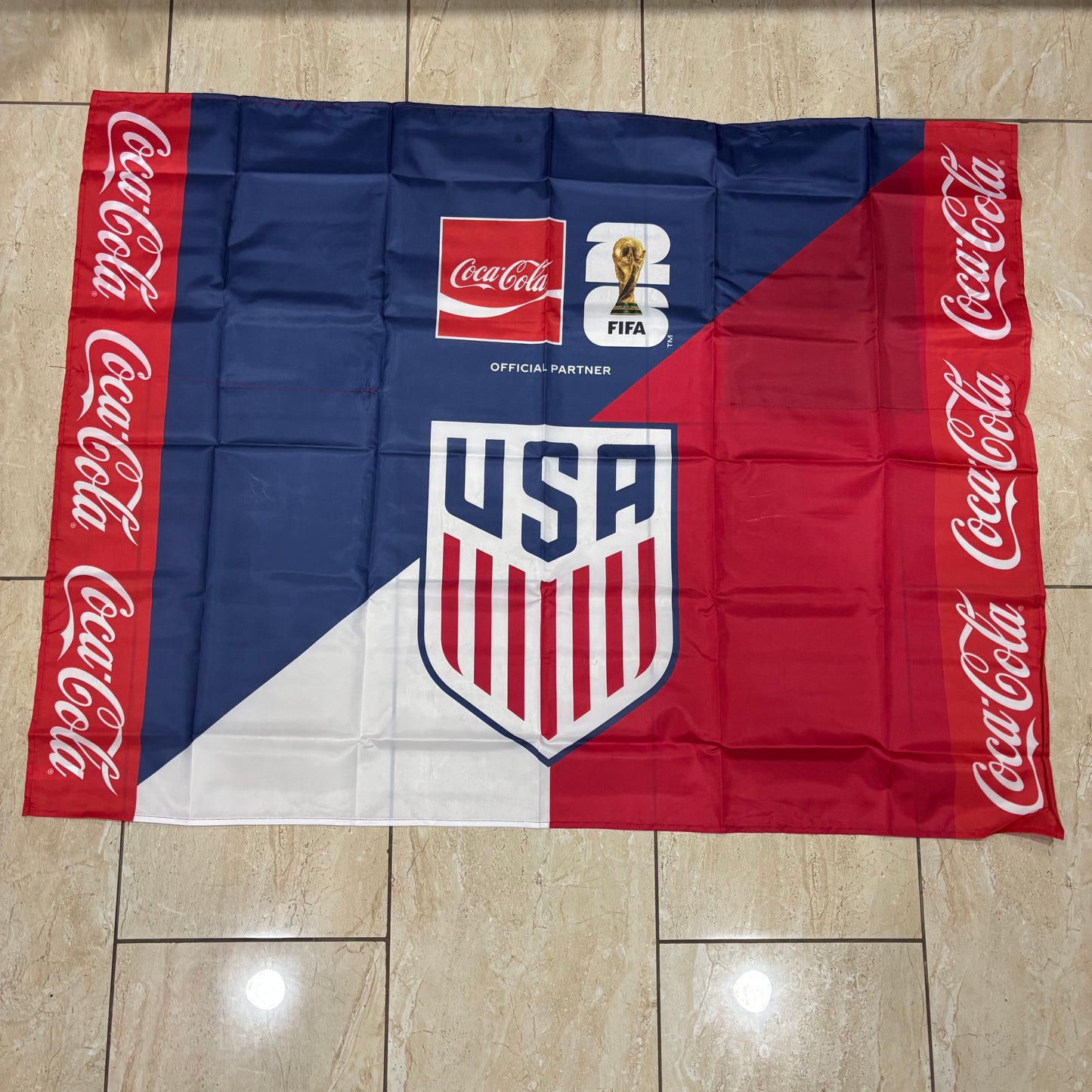 FIFA WORLD CUP 2026 USA COCACOLA FLAG 3ft x 4ft GENUINE LICENSES WESTERN HOME DECOR  #EH13732