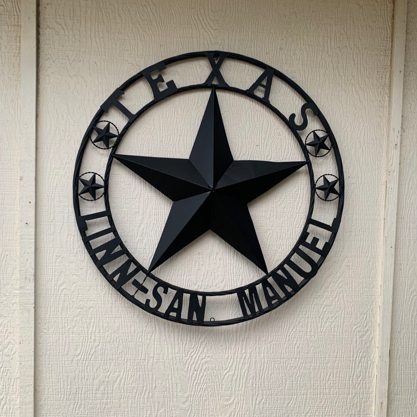 LINN SAN MANUEL STYLE YOUR CUSTOM NAME STAR METAL BARN LONE STAR 3d TWISTED ROPE RING WESTERN HOME DECOR HANDMADE NEW