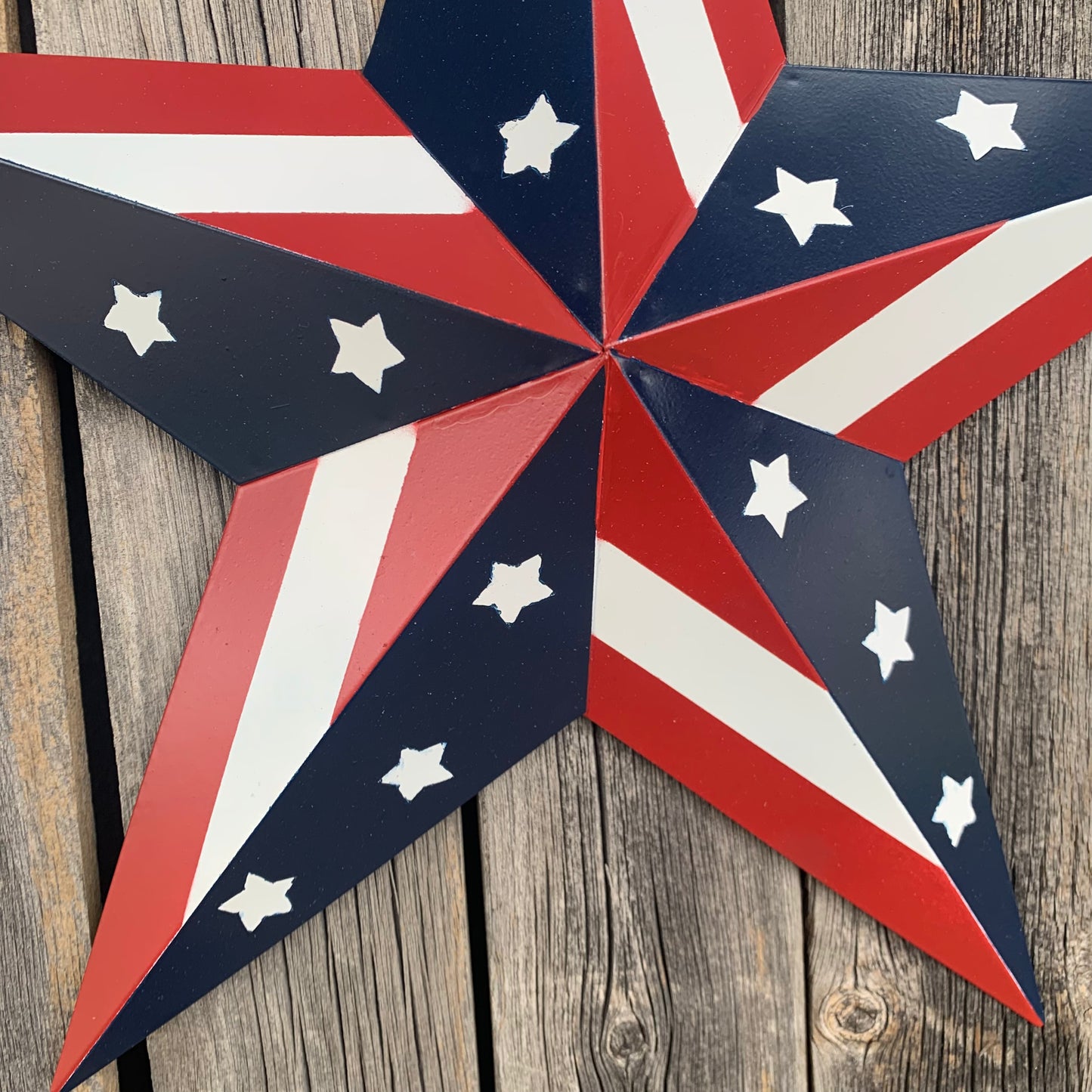 USA BARN STAR AMERICAN FLAG STAR RED WHITE & BLUE METAL STAR HANDMADE NEW 12",24",30" #EH11753