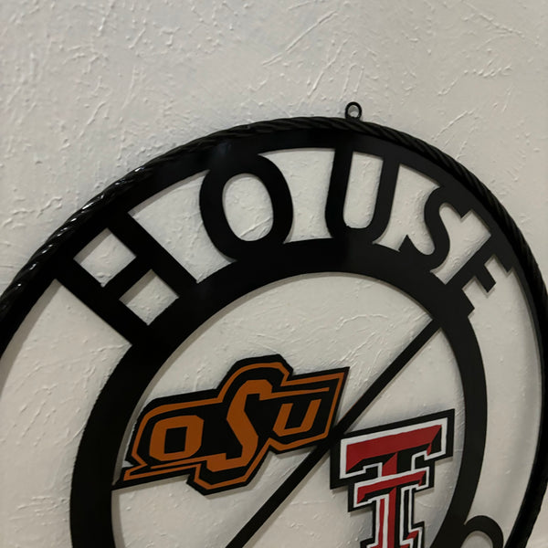 HOUSE DIVIDED OSU & TECH CUSTOM VINTAGE METAL CRAFT WALL ART RUSTIC TEAM SIGN HANDMADE 18",24",32",36