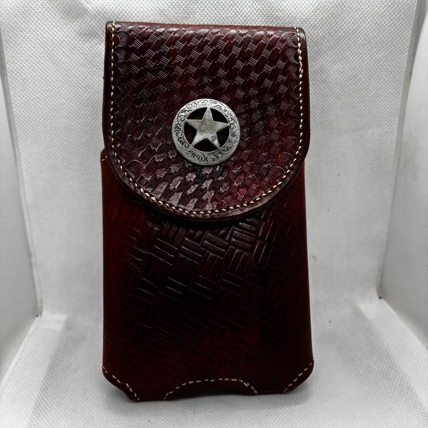 7" LONE STAR LEATHER HOLSTER BROWN STAR POUCH EXTRA LARGE  BELT LOOP CLIP CELL PHONE CASE UNIVERSAL HANDMADE #EH13808