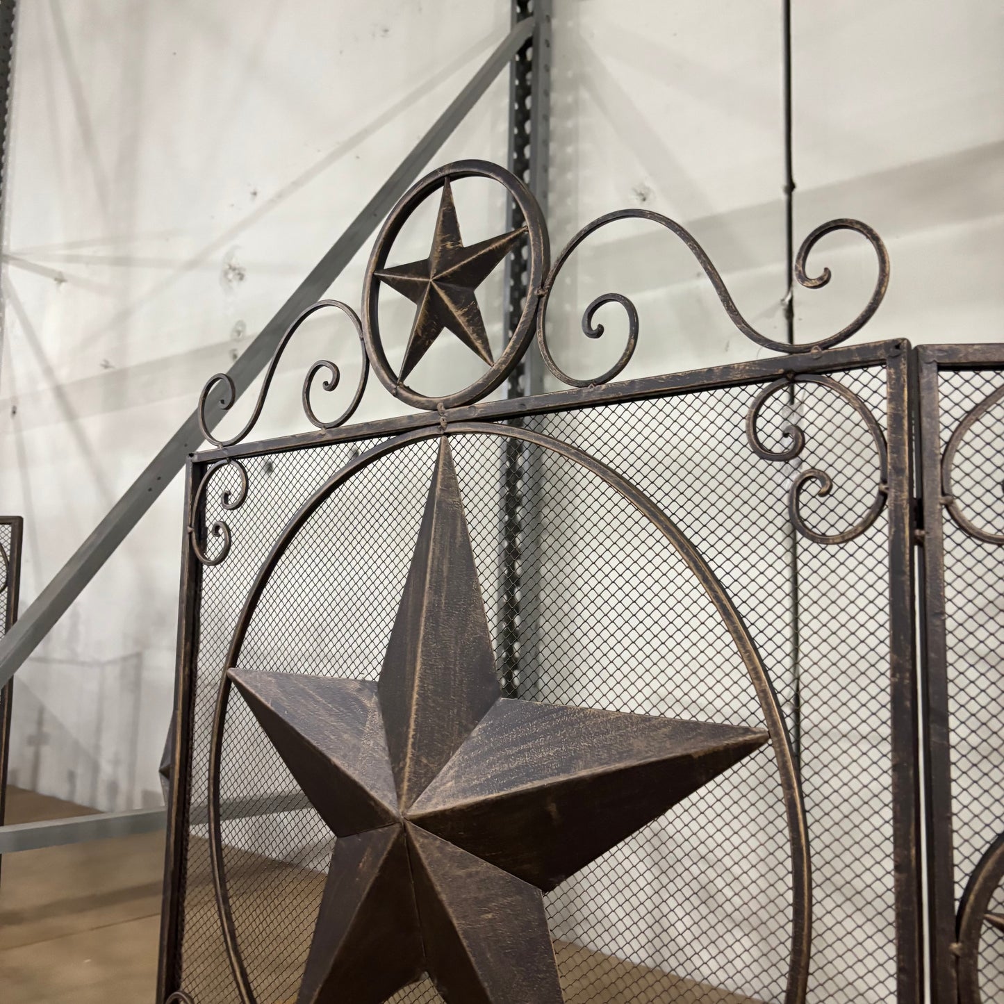 LONESTAR METAL FIREPLACE SCREEN W/ STAR 41.5" X 34.25" WESTERN HOME DECOR HANDMADE #EH80003