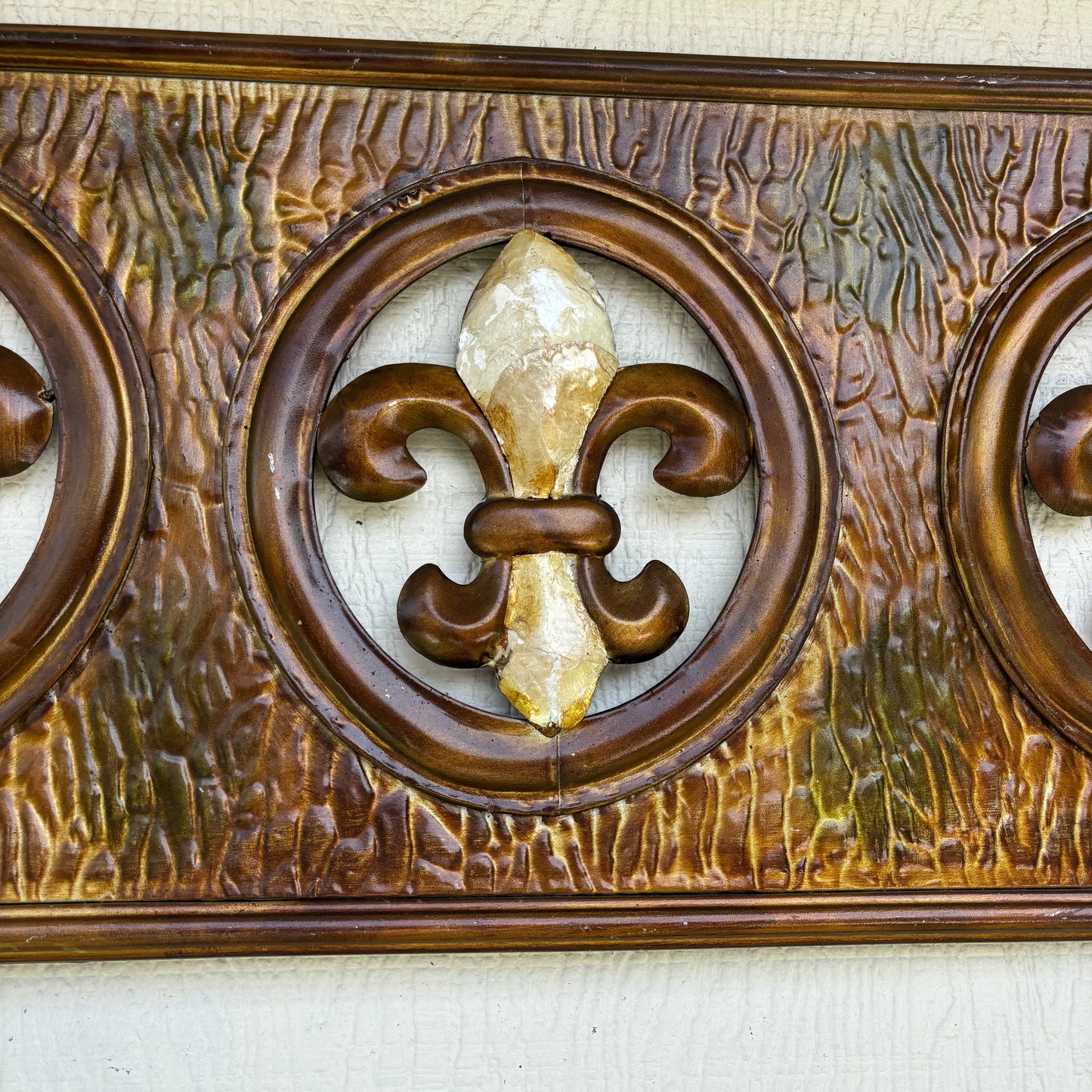 36" FLEUR DE LIS GOLD BROWN RECTANGLE WALL ART WESTERN METAL ART HANDMADE #EH13330