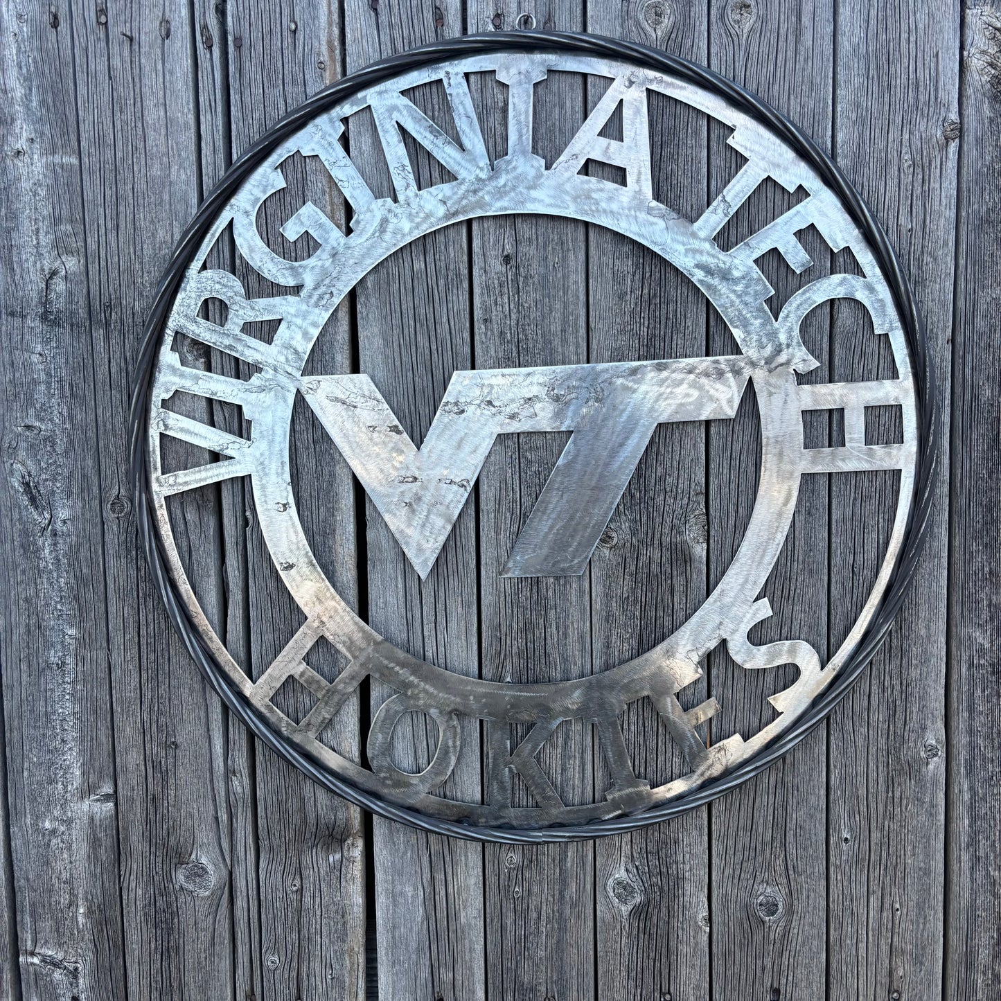 VIRGINIA TECH CUSTOM RAW METAL VINTAGE CRAFT SIGN TEAM UNPAINTED HANDMADE TO ORDER