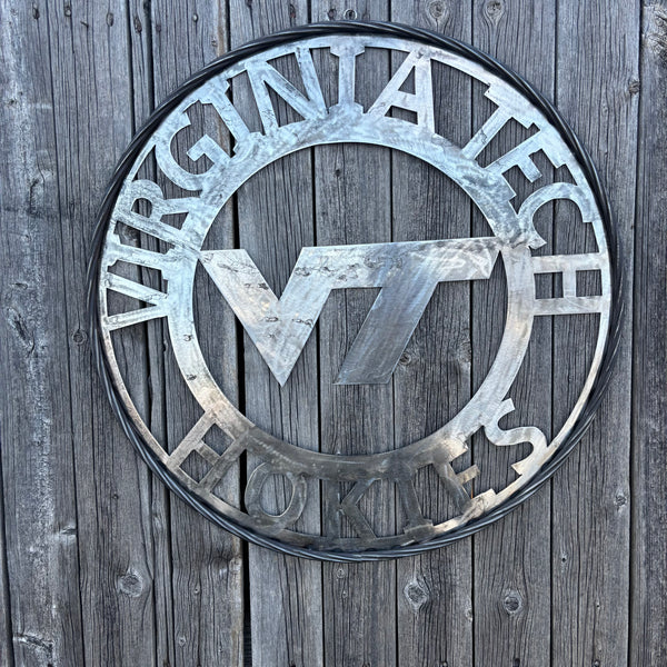 VIRGINIA TECH CUSTOM RAW METAL VINTAGE CRAFT SIGN TEAM HANDMADE TO ORDER