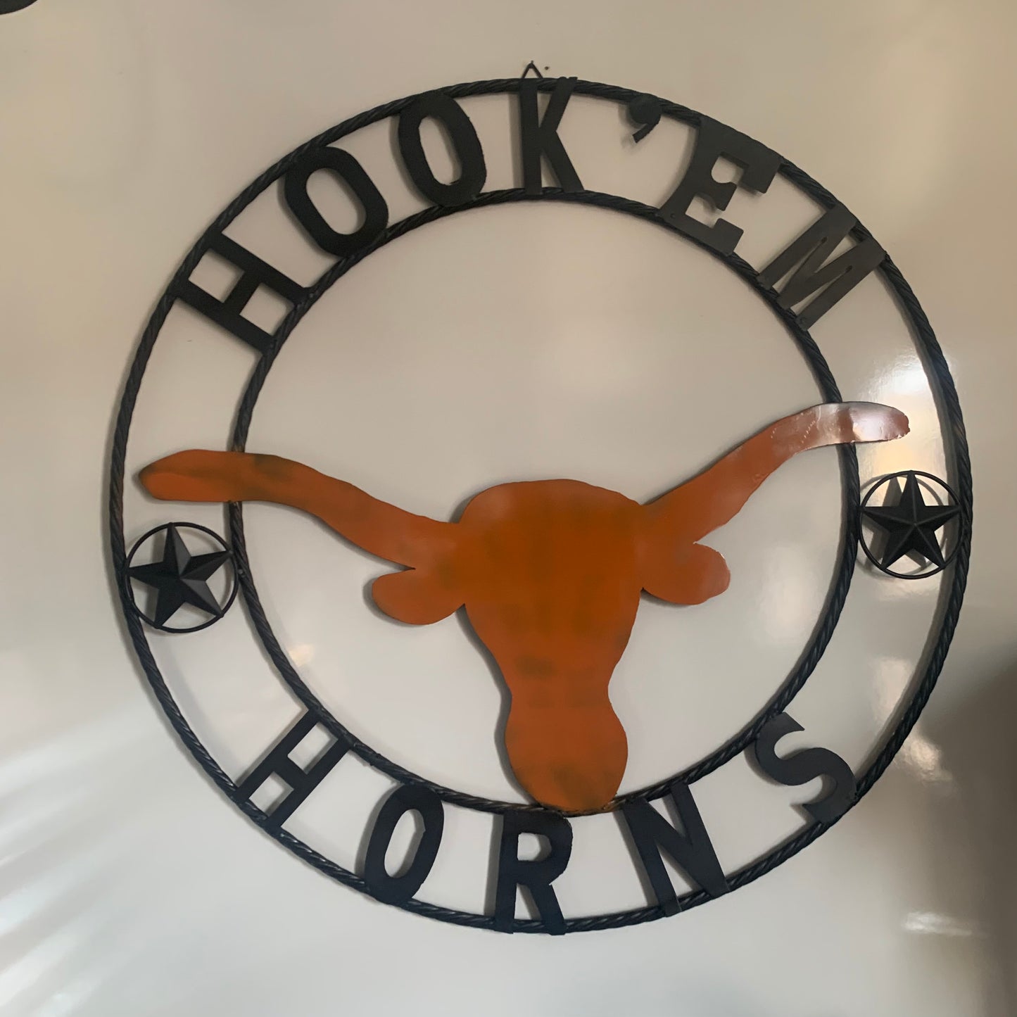 HOOKEM HORNS WITH LONE STAR TEXAS LONGHORNS HOOK EM METAL CUSTOM VINTAGE CRAFT WALL ART TEAM SIGN HANDMADE
