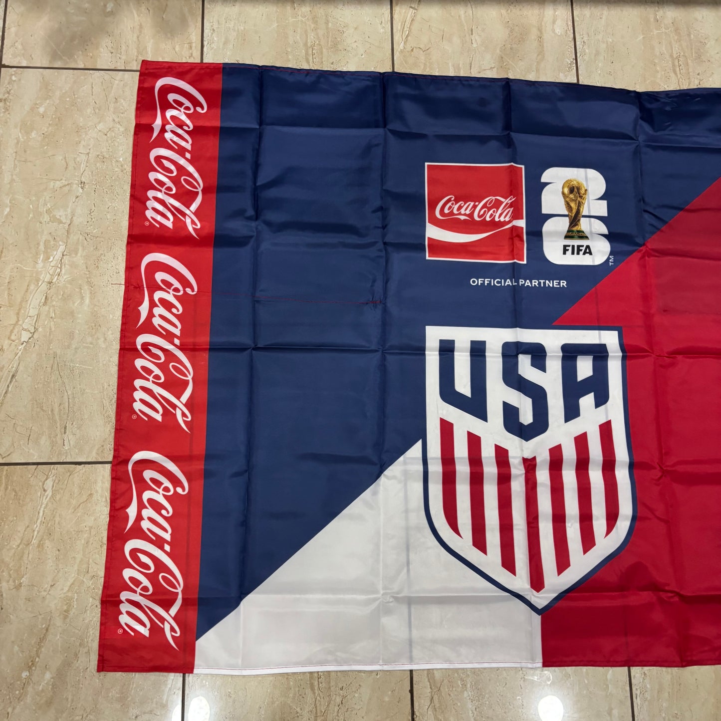 FIFA WORLD CUP 2026 USA COCACOLA FLAG 3ft x 4ft GENUINE LICENSES WESTERN HOME DECOR  #EH13732
