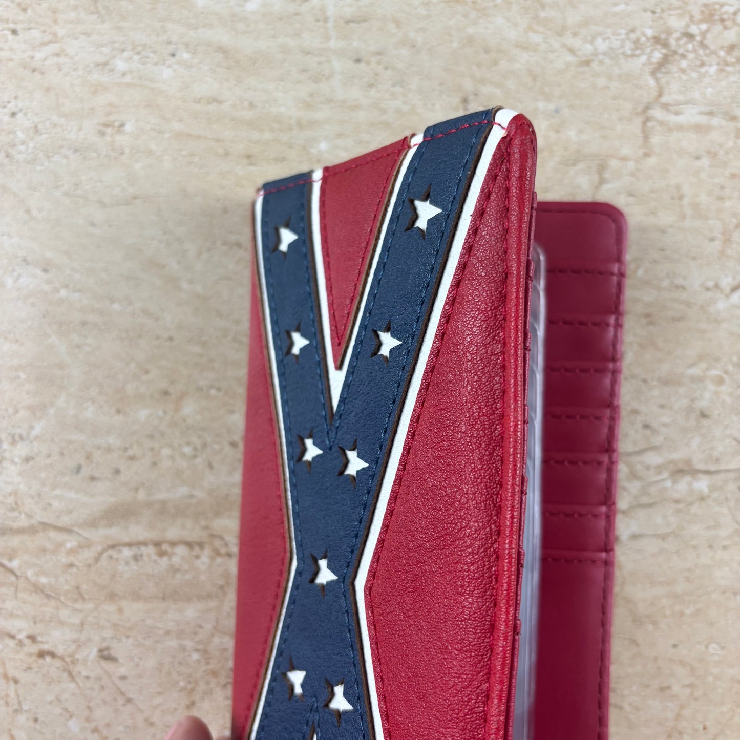 REBEL FLAG WALLET CHECK BOOK LEATHER WALLET WESTERN FASHION HANDMADE NEW #EH13318