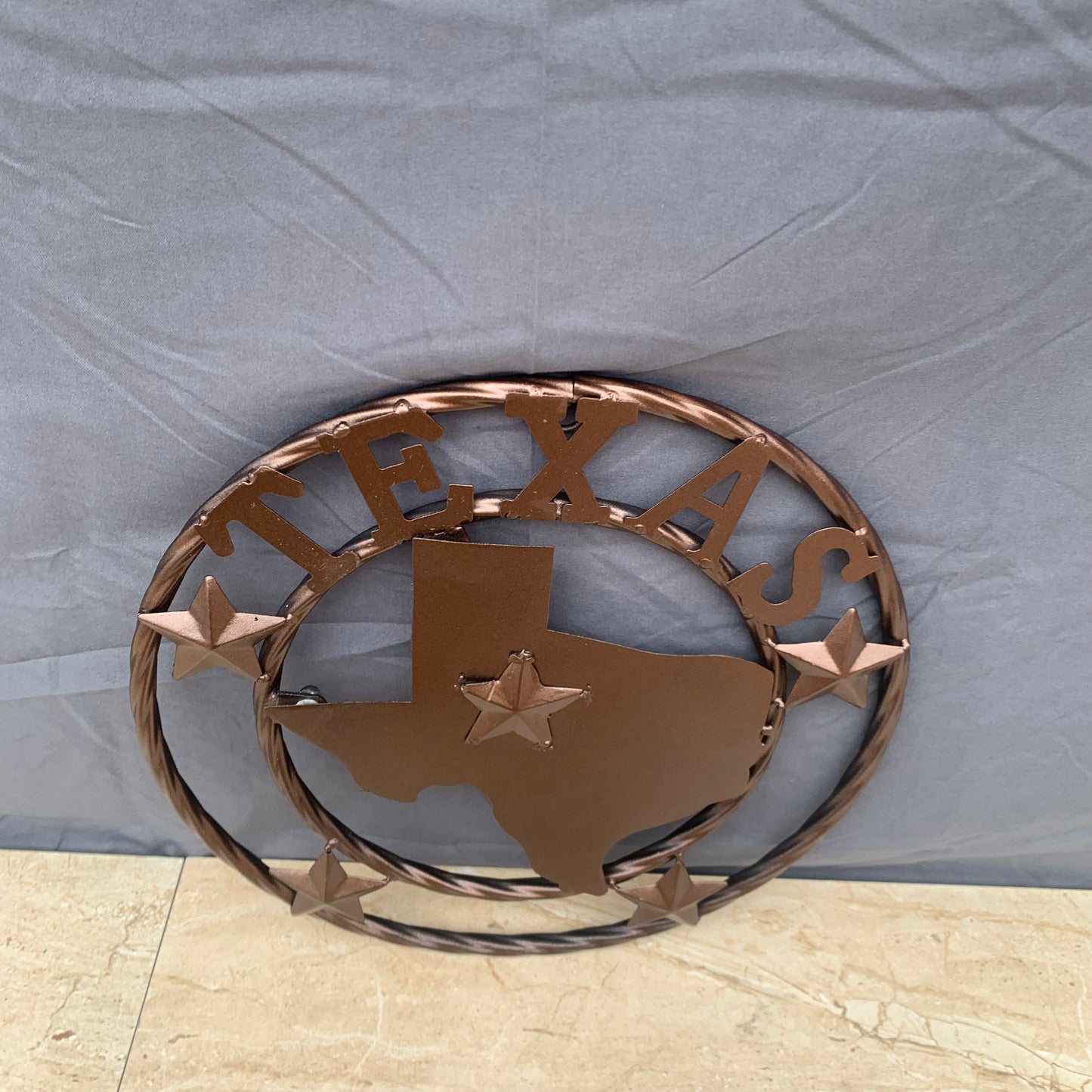 12" STATE OF TEXAS MAP RUSTIC BRONZE TWISTED RING METAL SIGN WESTERN HOME DECOR HANDMADE NEW
