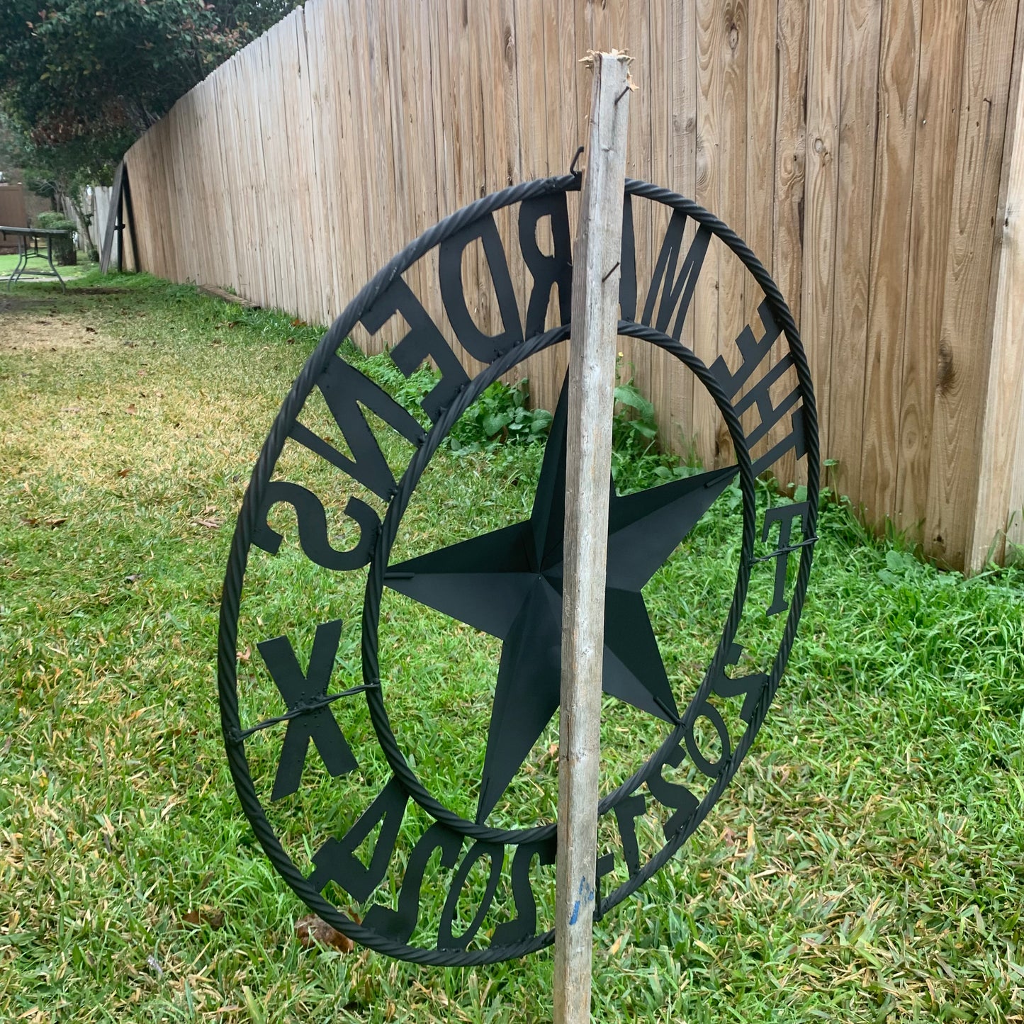 MARDENS STYLE CUSTOM NAME STAR BARN METAL STAR 3d TWISTED ROPE RING WESTERN HOME DECOR RUSTIC BLACK HANDMADE 24",32",36",50"