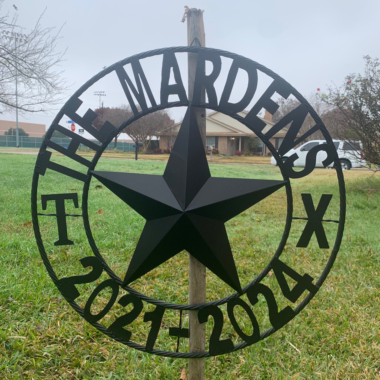 MARDENS STYLE CUSTOM NAME STAR BARN METAL STAR 3d TWISTED ROPE RING WESTERN HOME DECOR RUSTIC BLACK HANDMADE 24",32",36",50"