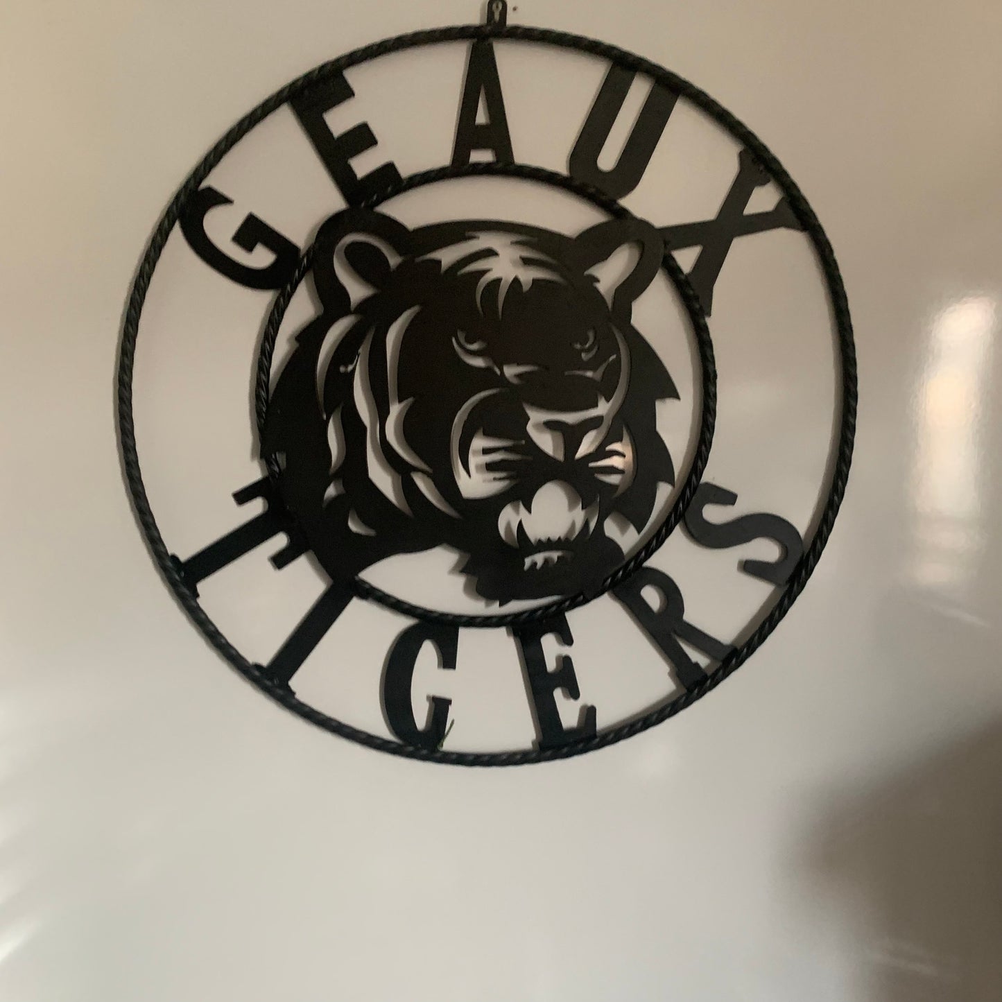 GEAUX TIGERS BLACK CUSTOM METAL VINTAGE CRAFT SIGN TEAM HANDMADE