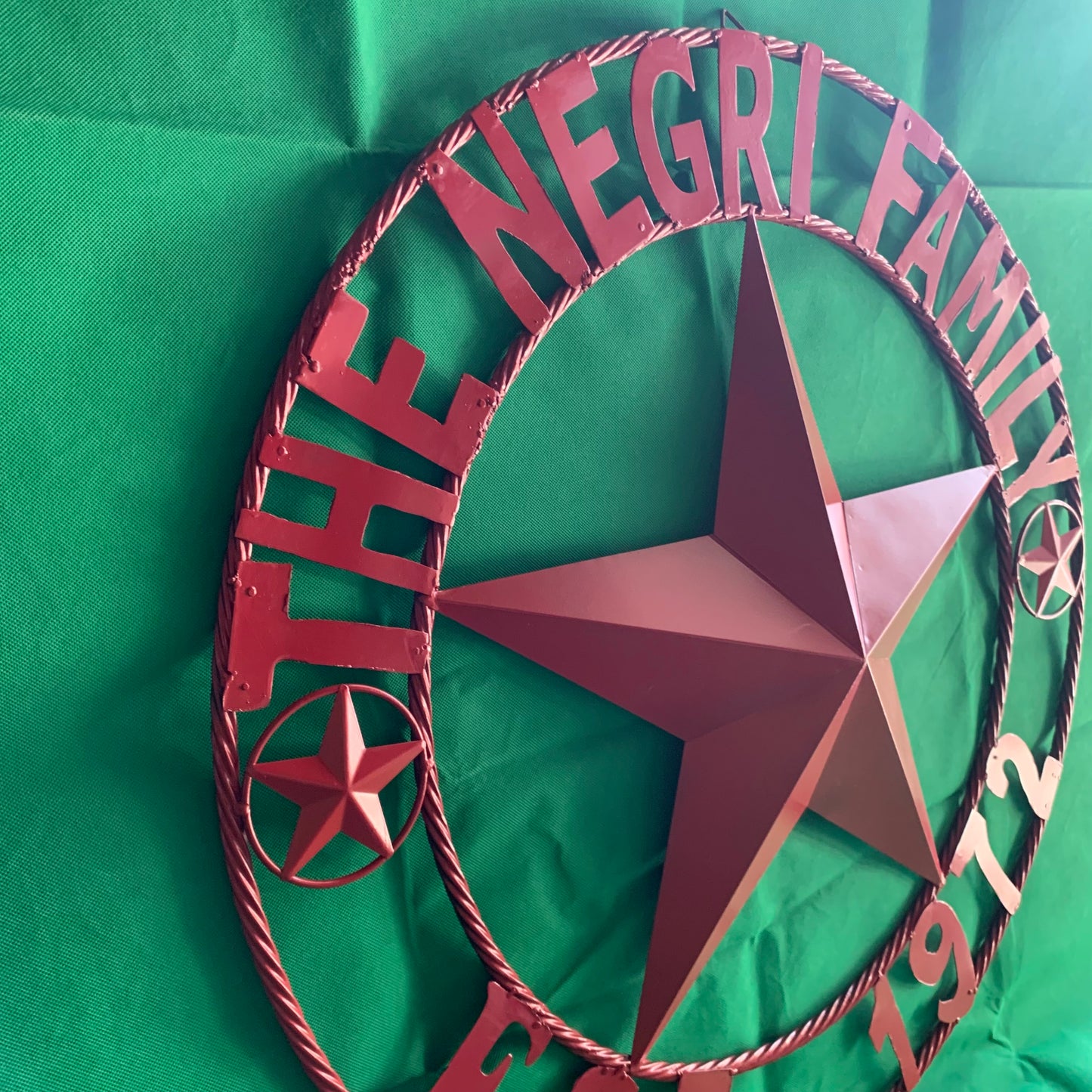 NEGRI FAMILY STYLE YOUR CUSTOM NAME STAR BARN STAR METAL LONE STAR WESTERN HOME DECOR RUSTIC BURGUNDY RED HANDMADE 24",32",36",50"