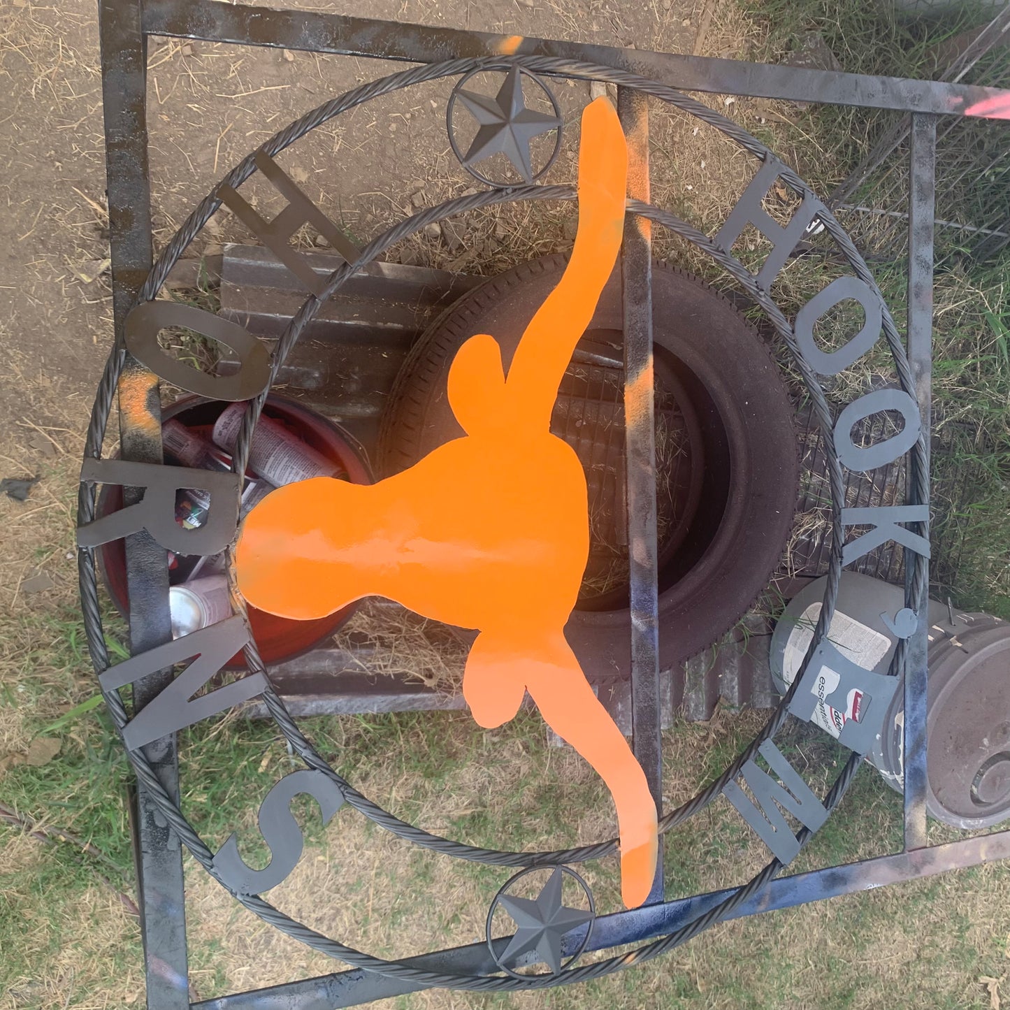 HOOKEM HORNS WITH LONE STAR TEXAS LONGHORNS HOOK EM METAL CUSTOM VINTAGE CRAFT WALL ART TEAM SIGN HANDMADE