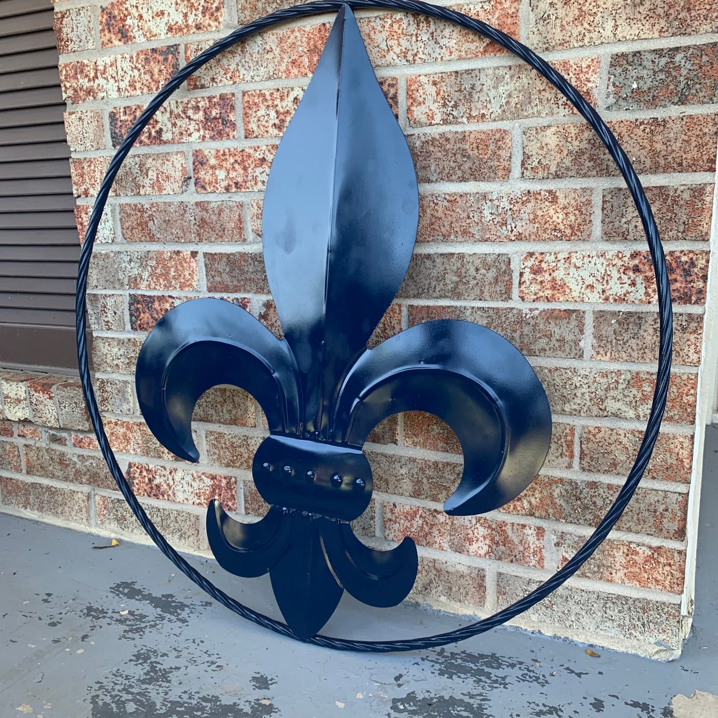 NAVY BLUE 24",36" FLEUR DE LIS METAL WALL ART SIGN WESTERN HOME DECOR HANDMADE NEW #EH10764