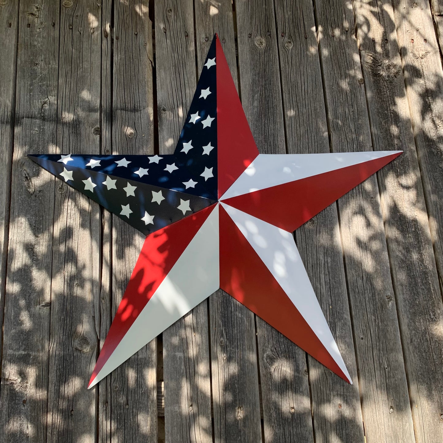 USA FLAG STAR STYLE# 5 RED WHITE & BLUE AMERICANA METAL BARN STAR WALL ART HANDMADE TO ORDER NEW #EH13380