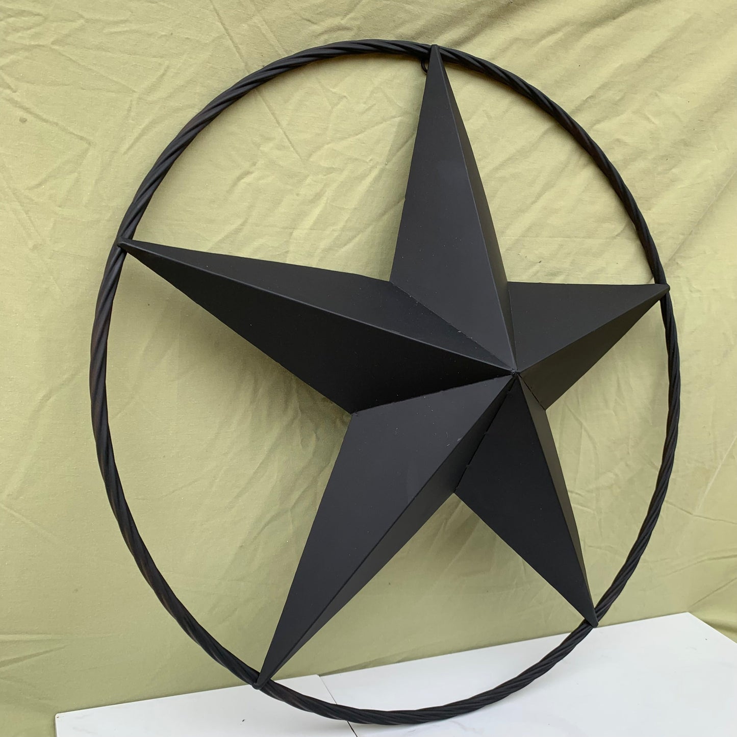 RUSTIC BLACK BARN STAR 3d TWISTED ROPE RING WESTERN HOME DECOR HANDMADE NEW 3" TO 72"-#EH10608