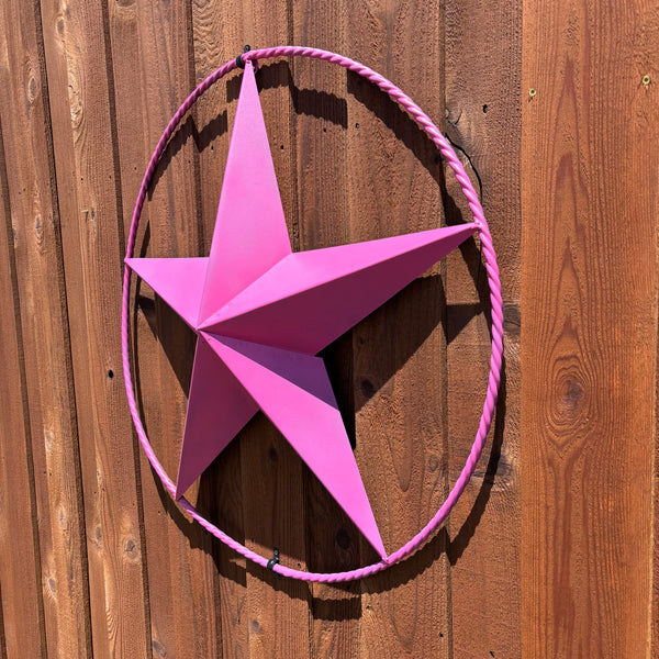 PINK STAR BARN METAL LONE STAR TWISTED ROPE RING WESTERN HOME DECOR HANDMADE 12",24",36"