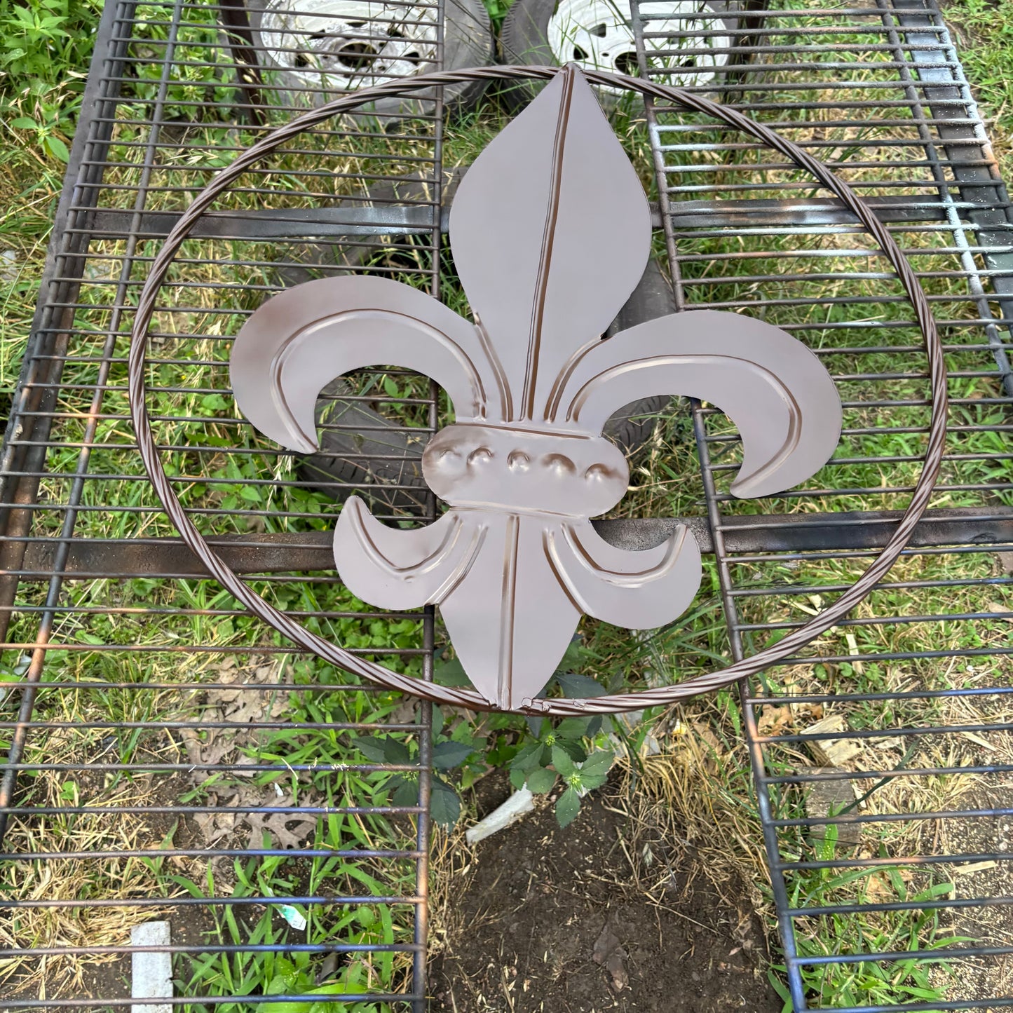 FLEUR DE LIS BROWN METAL WALL ART SIGN WESTERN HOME DECOR HANDMADE NEW 12",18",24",32"