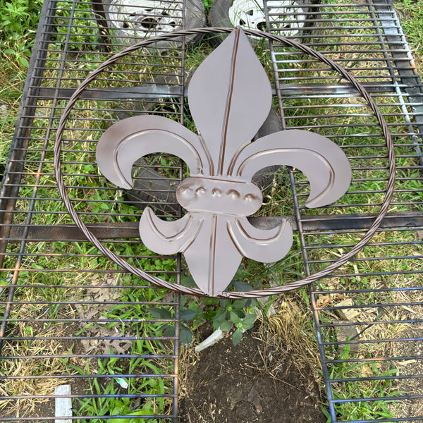FLEUR DE LIS BROWN METAL WALL ART SIGN WESTERN HOME DECOR HANDMADE NEW 12",18",24",32"