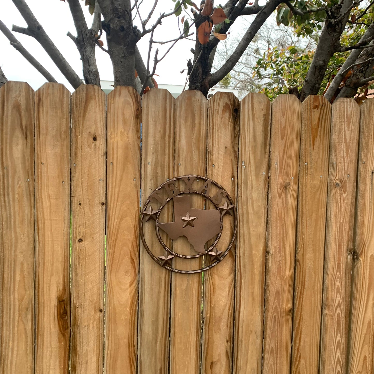 12" STATE OF TEXAS MAP RUSTIC BRONZE TWISTED RING METAL SIGN WESTERN HOME DECOR HANDMADE NEW