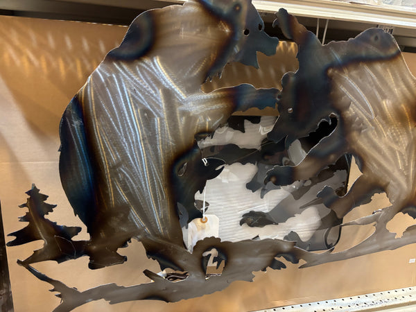 40" DOUBLE BEAR WALL LIGHT METAL ART ELECTRIC LAMP WESTERN HOME DECOR NEW LIGHTING #RA8953