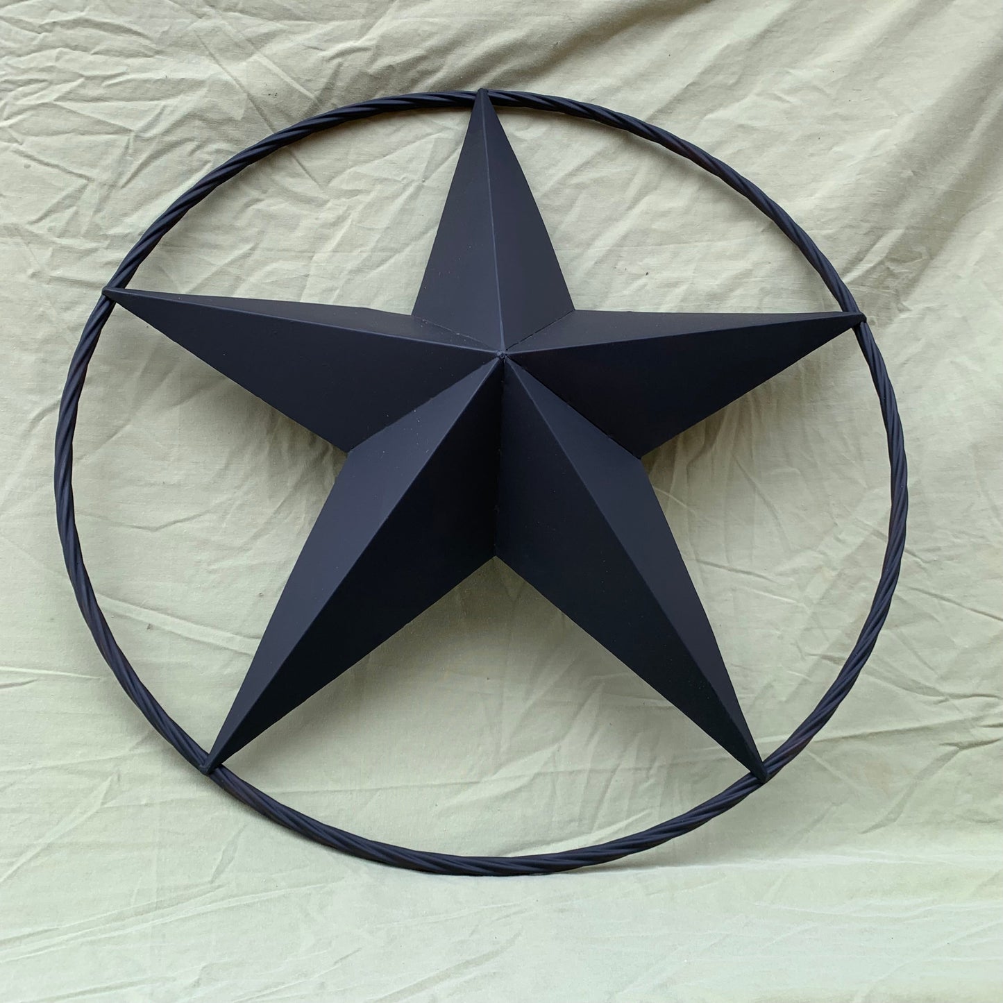 RUSTIC BLACK BARN STAR 3d TWISTED ROPE RING WESTERN HOME DECOR HANDMADE NEW 3" TO 72"-#EH10608