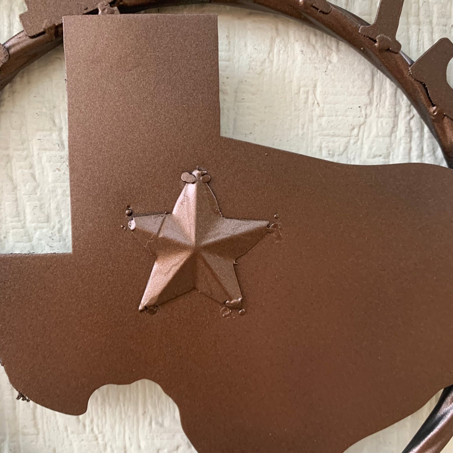 12" STATE OF TEXAS MAP RUSTIC BRONZE TWISTED RING METAL SIGN WESTERN HOME DECOR HANDMADE NEW