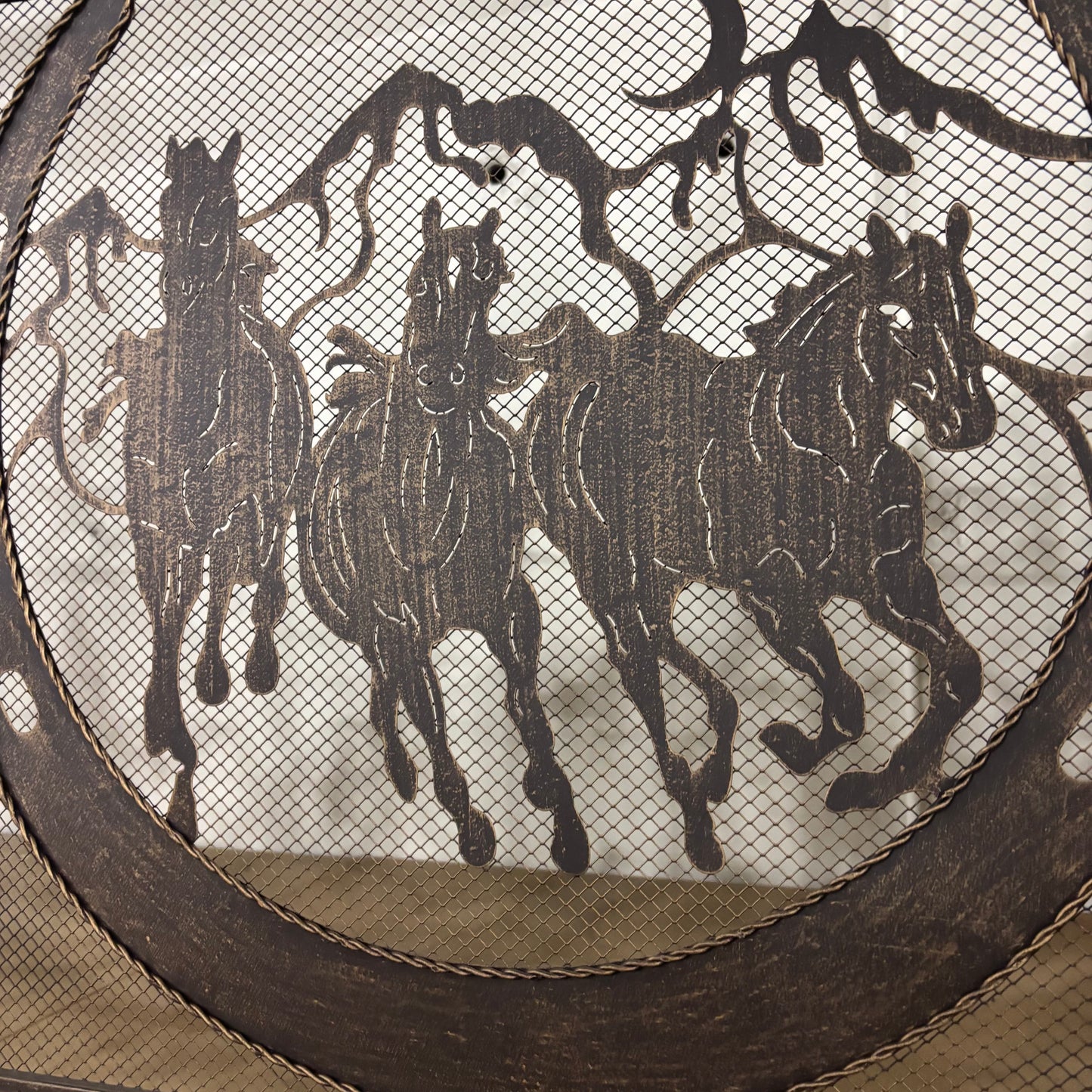 RUNNING HORSE METAL FIREPLACE SCREEN 40" X 33.5" WESTERN HOME DECOR HANDMADE #EH80005