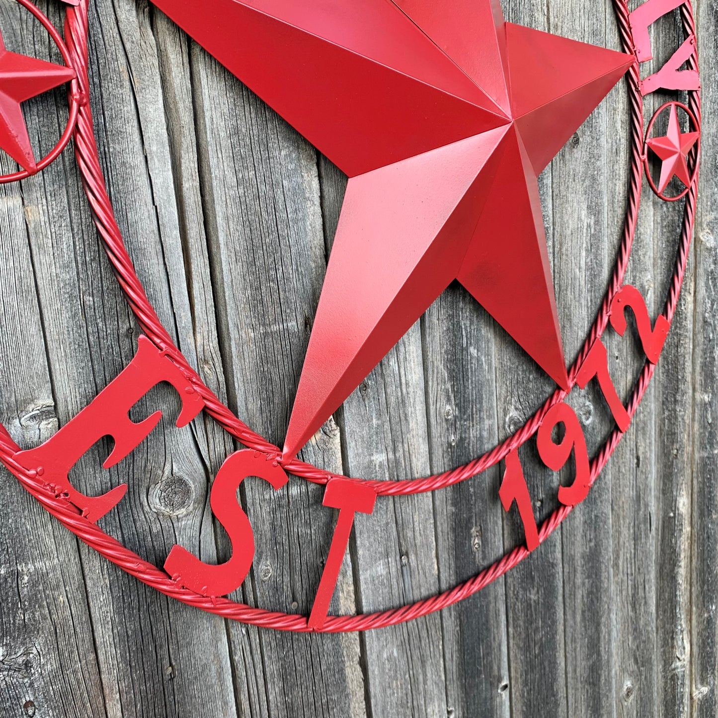 NEGRI FAMILY STYLE YOUR CUSTOM NAME STAR BARN STAR METAL LONE STAR WESTERN HOME DECOR RUSTIC BURGUNDY RED HANDMADE 24",32",36",50"