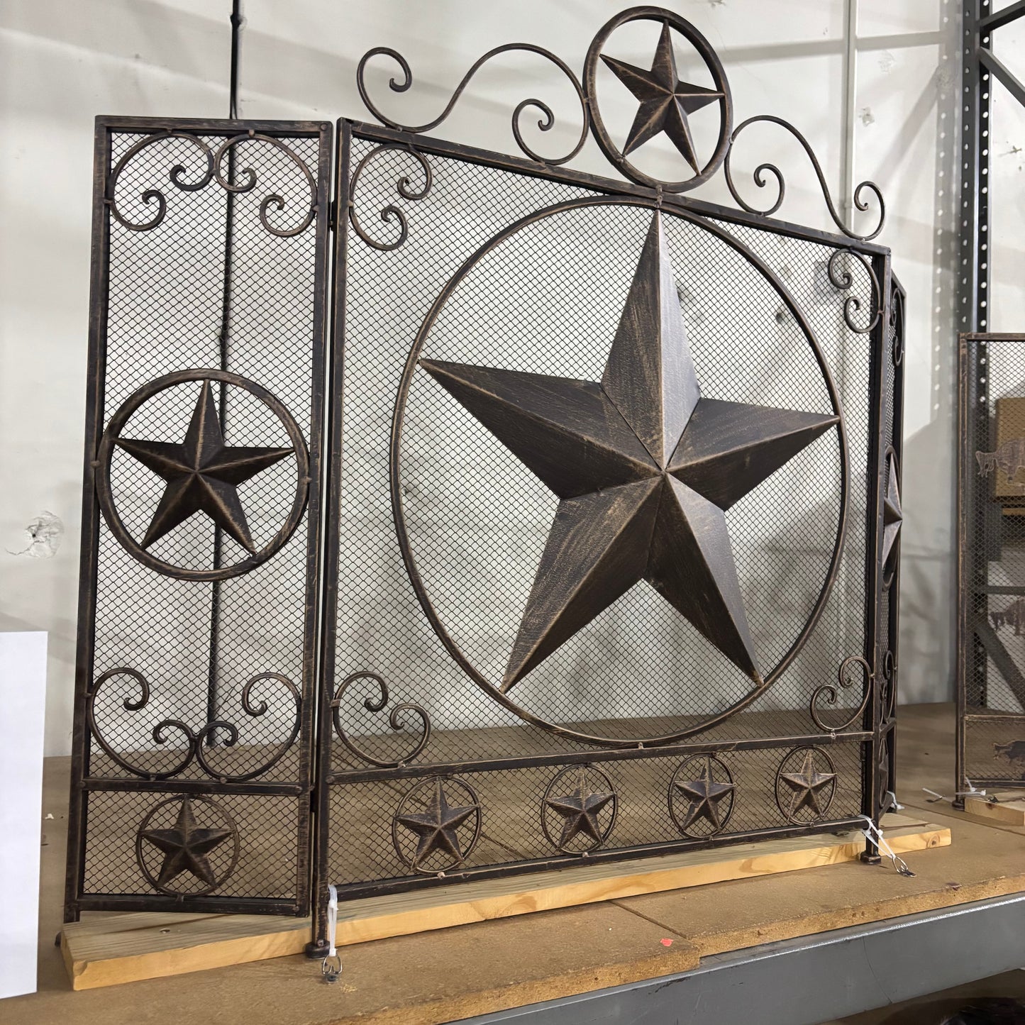 LONESTAR METAL FIREPLACE SCREEN W/ STAR 41.5" X 34.25" WESTERN HOME DECOR HANDMADE #EH80003