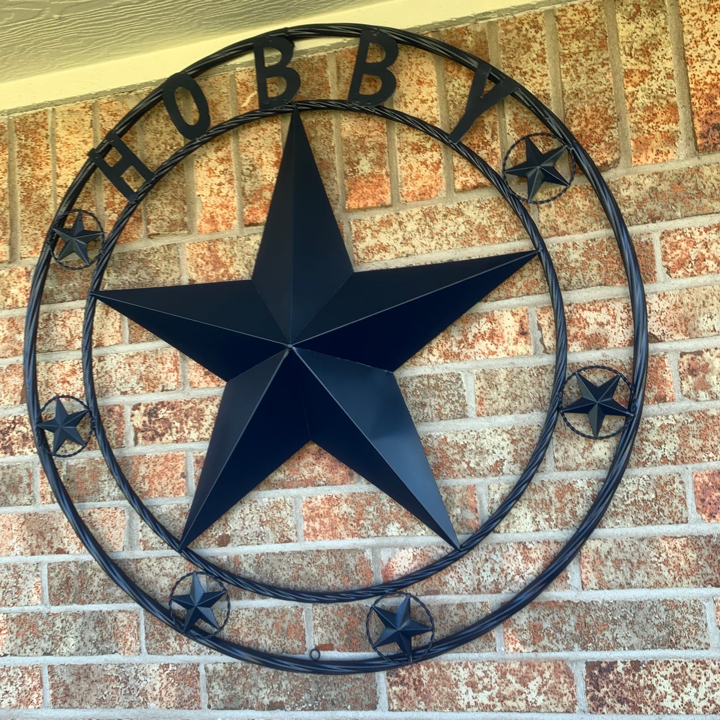 HOBBY STYLE CUSTOM NAME STAR BARN METAL STAR 3d TWISTED ROPE RING WESTERN HOME DECOR RUSTIC NAVY BLUE HANDMADE 24",32",36",50"