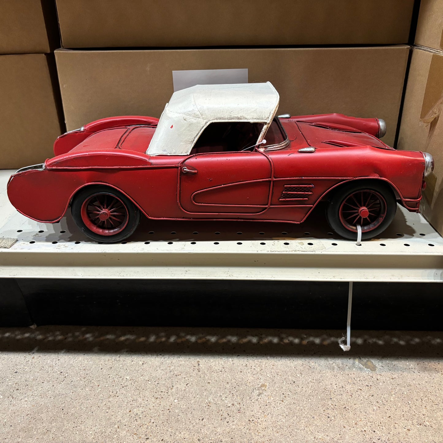 RA0236 RED CLASSIC CAR COVERTIBLE L 18" METAL CAR ART WESTERN HOME DECOR HANDMADE