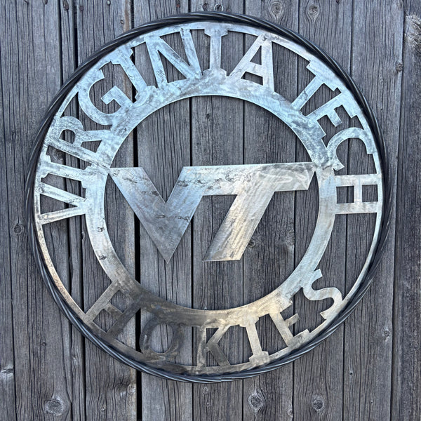 VIRGINIA TECH CUSTOM RAW METAL VINTAGE CRAFT SIGN TEAM HANDMADE TO ORDER