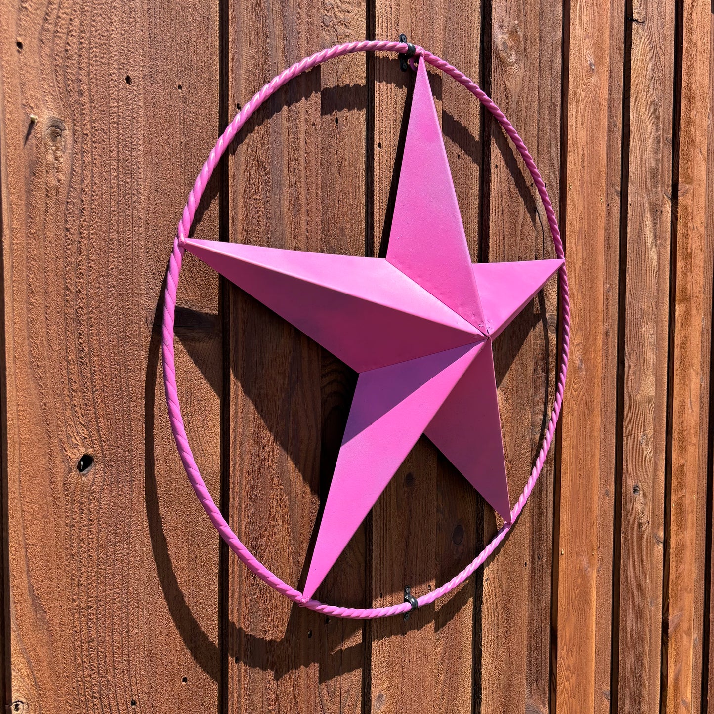 PINK STAR BARN METAL LONE STAR TWISTED ROPE RING WESTERN HOME DECOR HANDMADE 12",24",36"