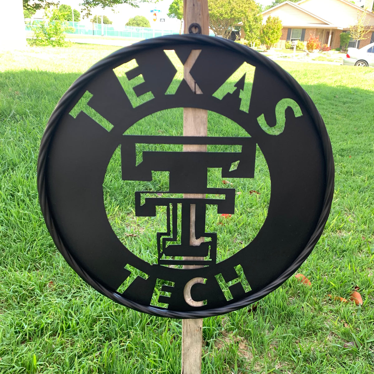 12",18",24",32",36" TEXAS TECH RUSTIC BLACK CUSTOM METAL VINTAGE CRAFT TEAM SIGN HANDMADE TO ORDER