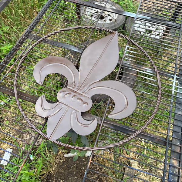 FLEUR DE LIS BROWN METAL WALL ART SIGN WESTERN HOME DECOR HANDMADE NEW 12",18",24",32"