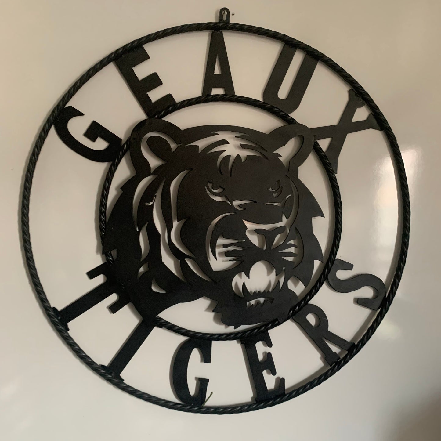 GEAUX TIGERS BLACK CUSTOM METAL VINTAGE CRAFT SIGN TEAM HANDMADE