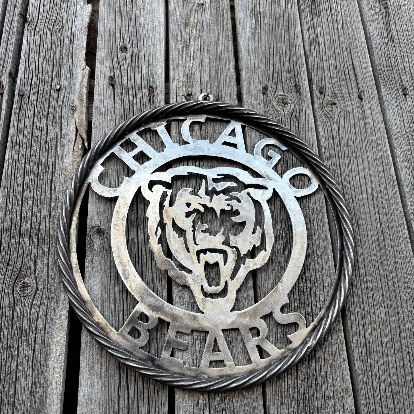 CHICAGO BEARS CUSTOM RAW METAL VINTAGE CRAFT SIGN TEAM HANDMADE STYLE# 3
