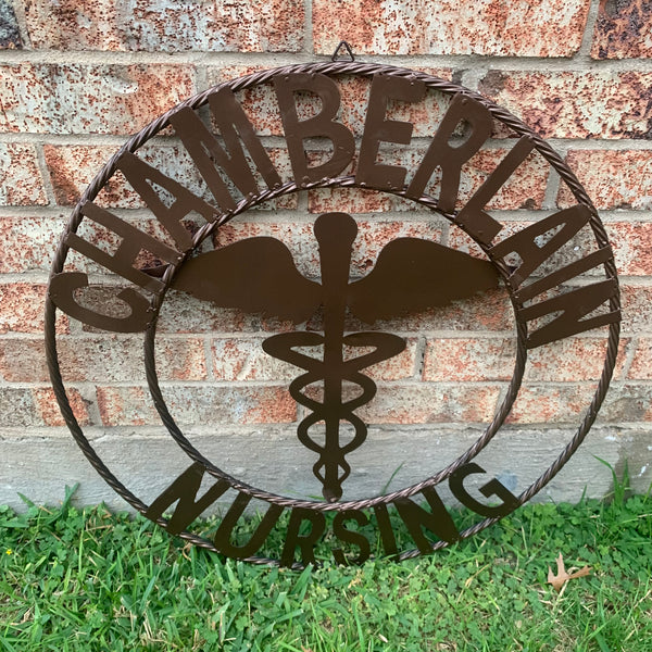 CHAMBERLAIN NURSING STYLE CUSTOM NAME SIGN MEDICAL LOGO HANDMADE