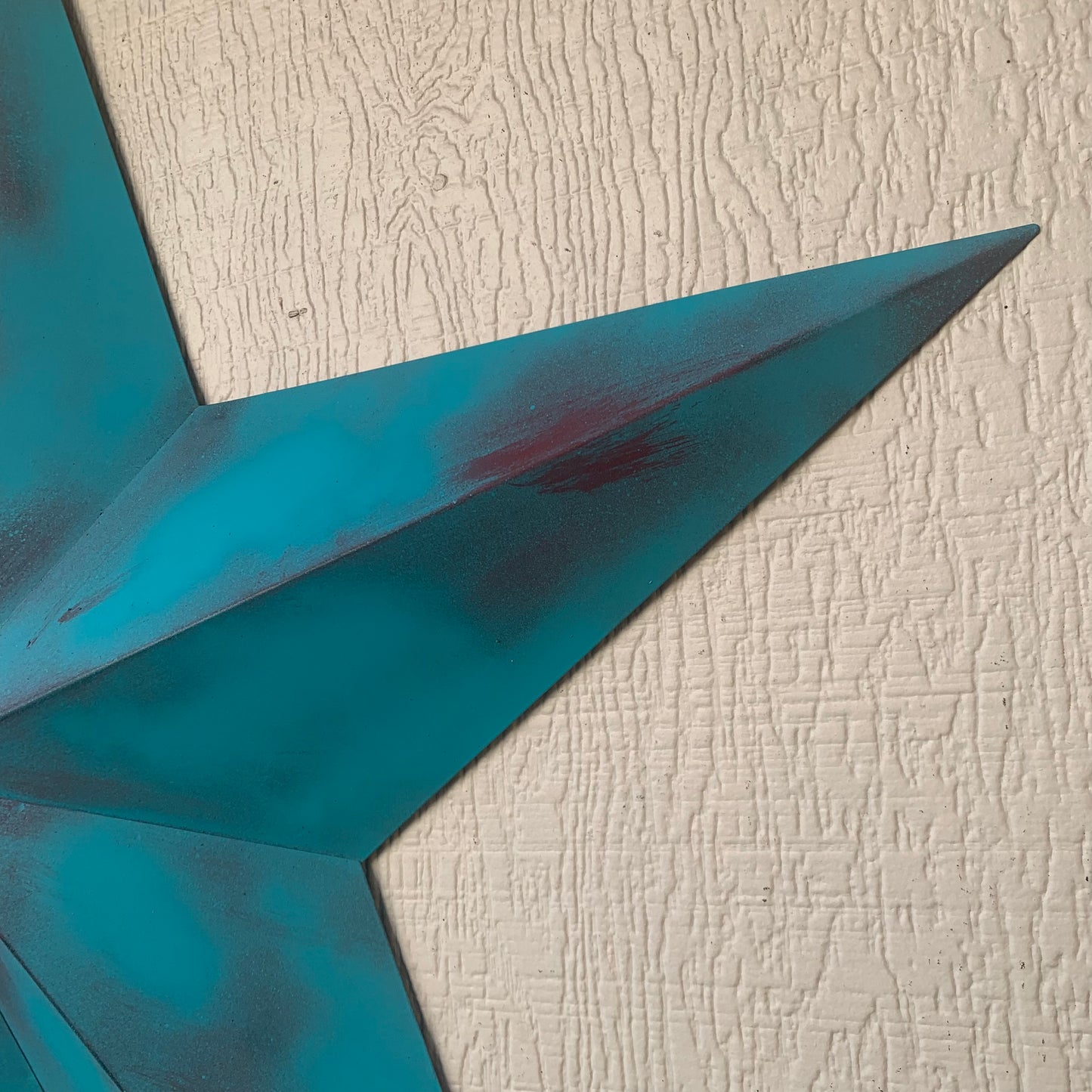 #EH10540 TURQUOISE DISTRESSED TWO TONE BARN STAR METAL ART WESTERN HOME DECOR HANDMADE NEW