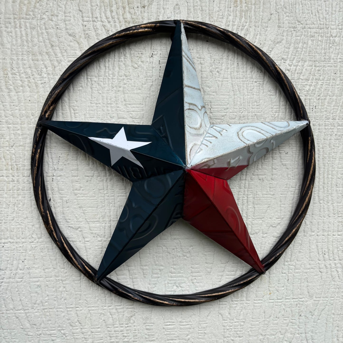 RED WHITE BLUE LICENSE PLATE METAL BARN LONESTAR WESTERN HOME DECOR HANDMADE EH13325