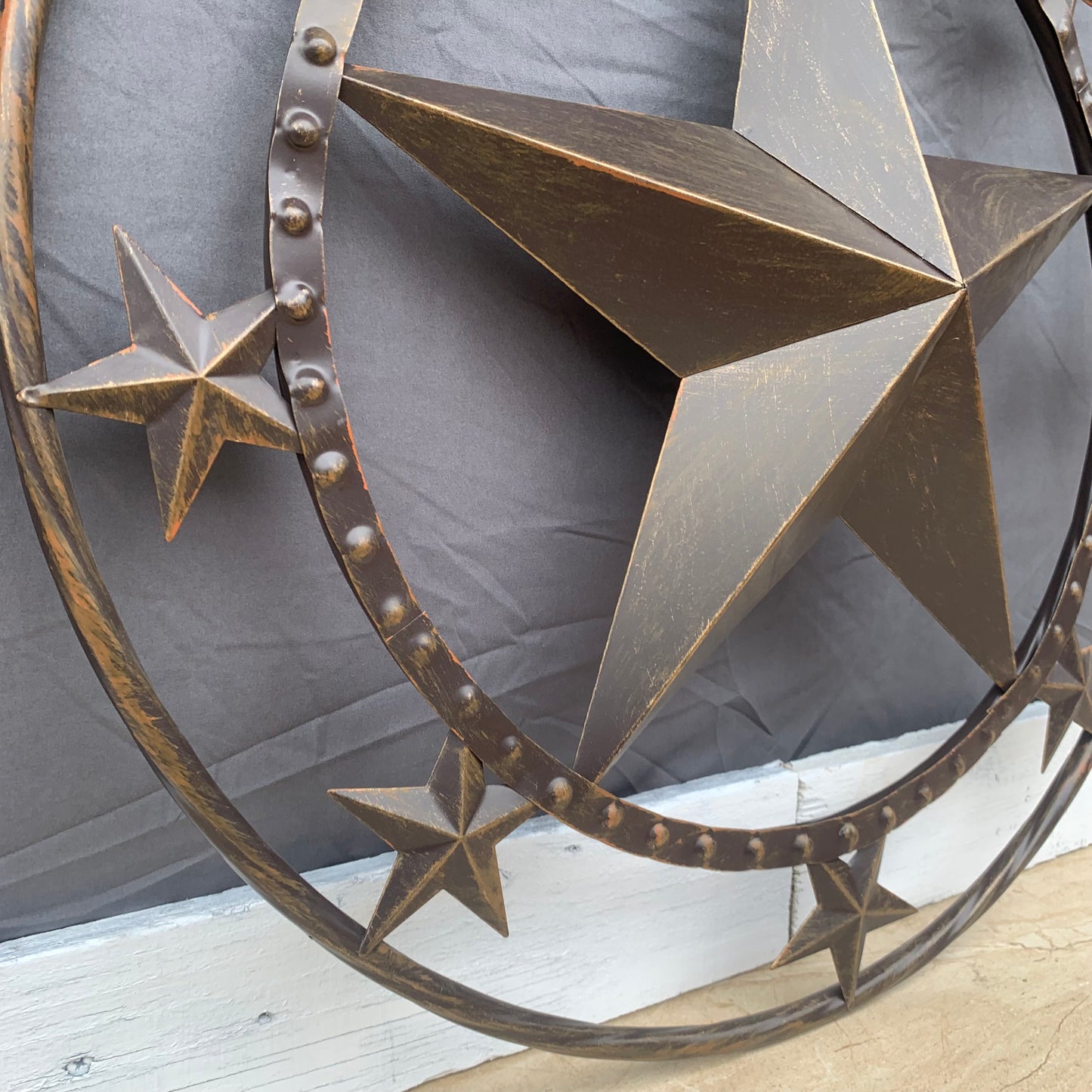 24" MULTI STAR BEADED COLIBROX BARN STAR METAL LONESTAR WESTERN HOME DECOR HANDMADE RUSTIC DARK BRONZE NEW