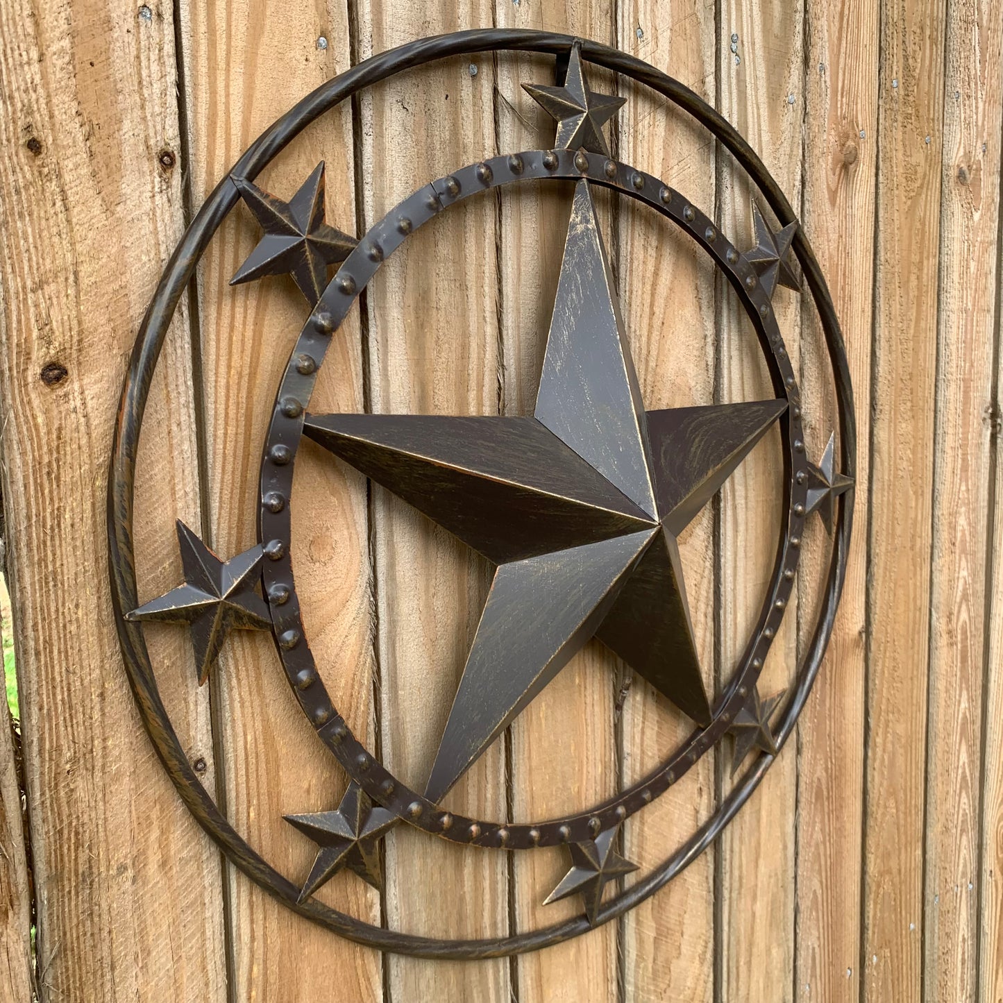 24" MULTI STAR BEADED COLIBROX BARN STAR METAL LONESTAR WESTERN HOME DECOR HANDMADE RUSTIC DARK BRONZE NEW
