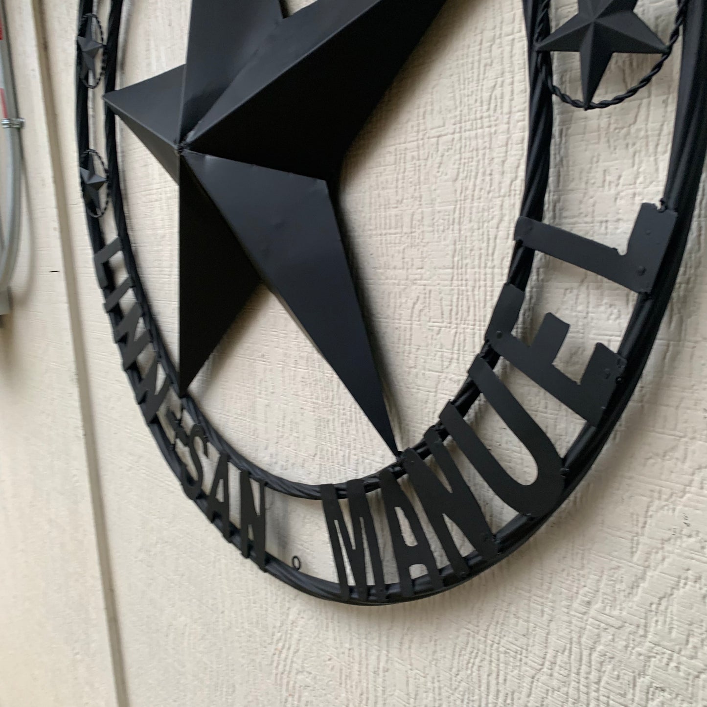 LINN SAN MANUEL STYLE YOUR CUSTOM NAME STAR METAL BARN LONE STAR 3d TWISTED ROPE RING WESTERN HOME DECOR HANDMADE NEW