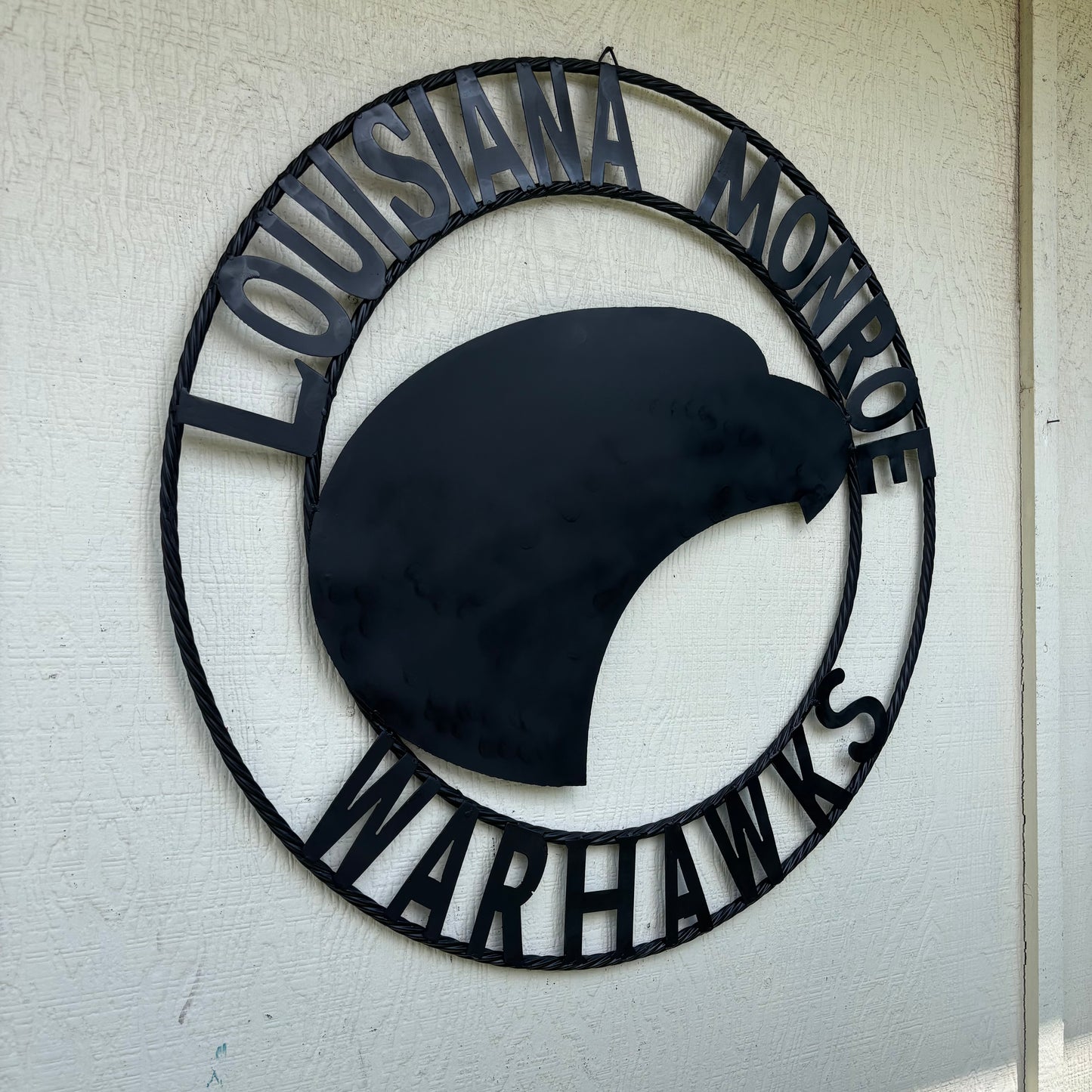 LOUISIANA MONROE WARHAWKS CUSTOM BLACK METAL VINTAGE CRAFT TEAM SIGN HANDMADE 18",24",32"