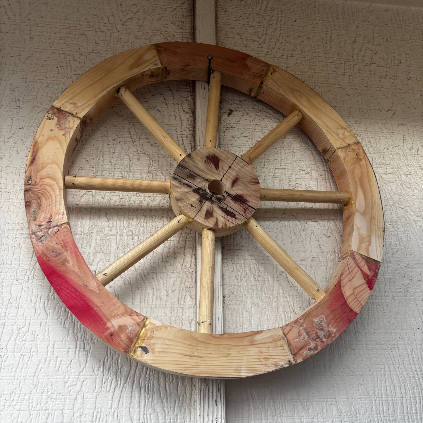 DECORATIVE WAGON WHEEL WOOD WALL ART WESTERN HOME DECOR HANDMADE TEXAS USA