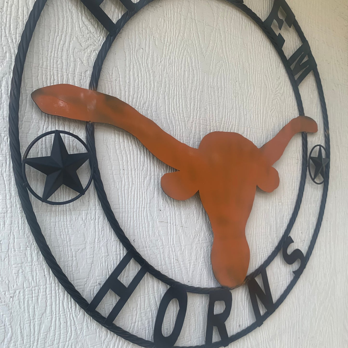 HOOKEM HORNS WITH LONE STAR TEXAS LONGHORNS HOOK EM METAL CUSTOM VINTAGE CRAFT WALL ART TEAM SIGN HANDMADE