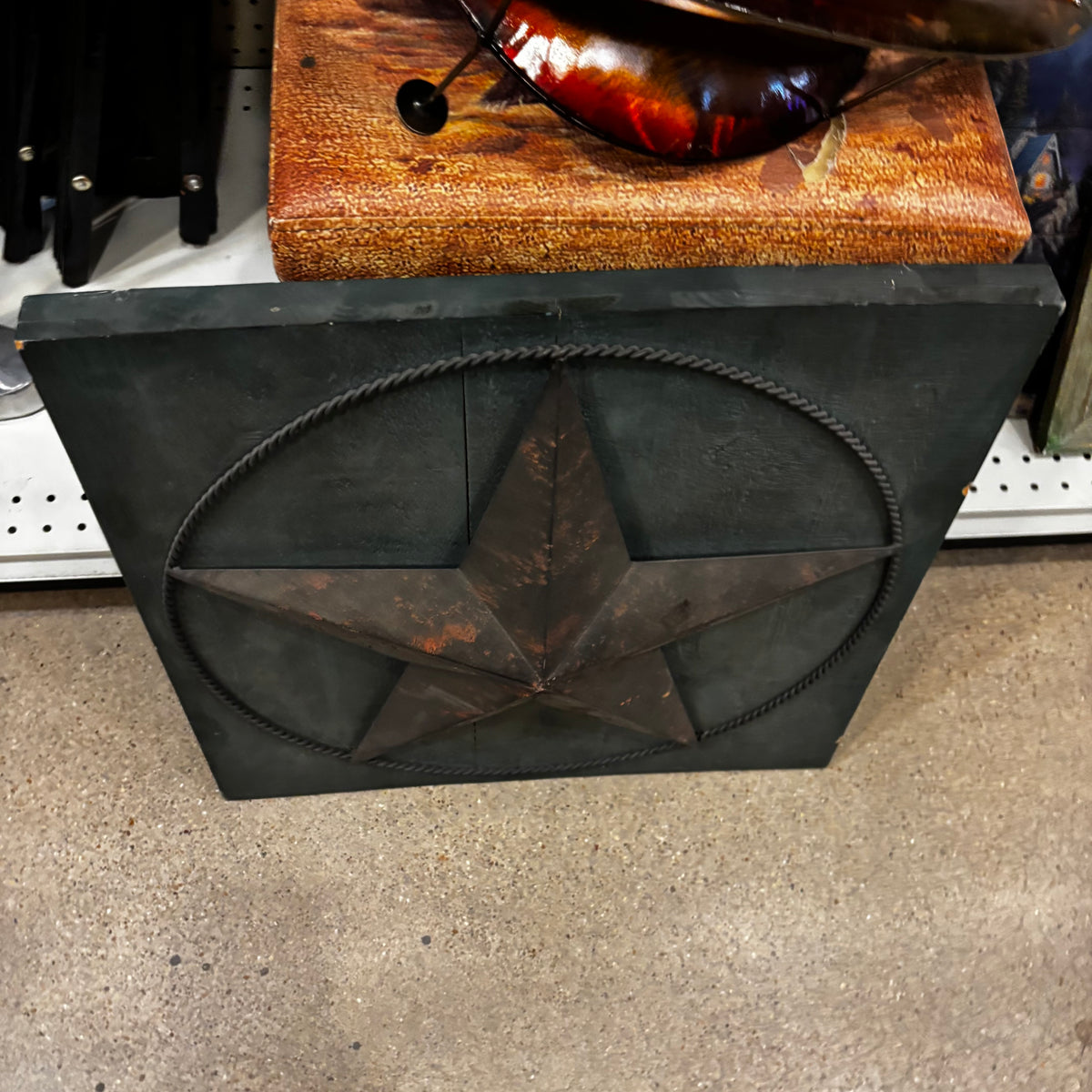 METAL STAR ON WOOD PANEL WESTERN HOME DECOR HANDMADE