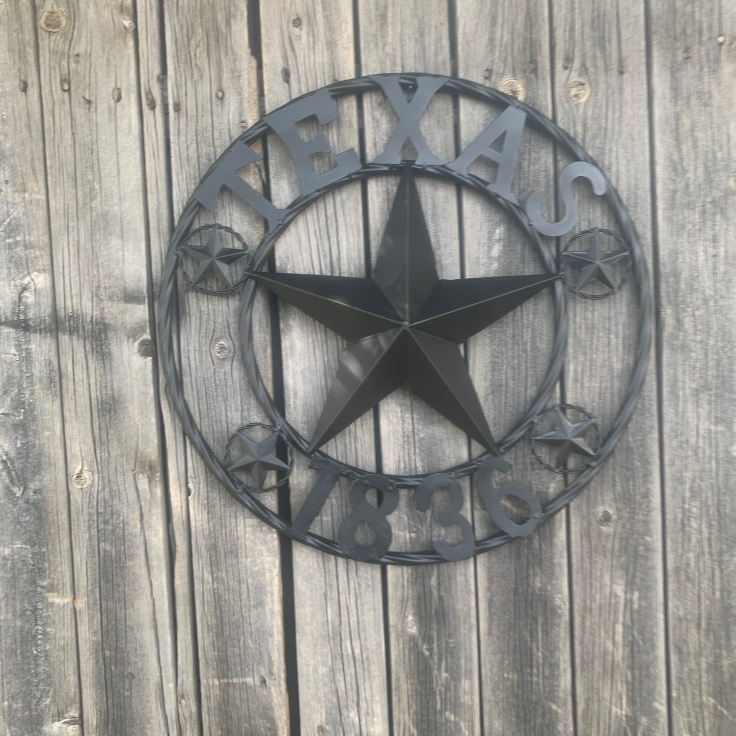 TEXAS 1836 BLACK BARN STAR METAL LONESTAR WESTERN HOME DECOR HANDMADE NEW 16",24",36",50"
